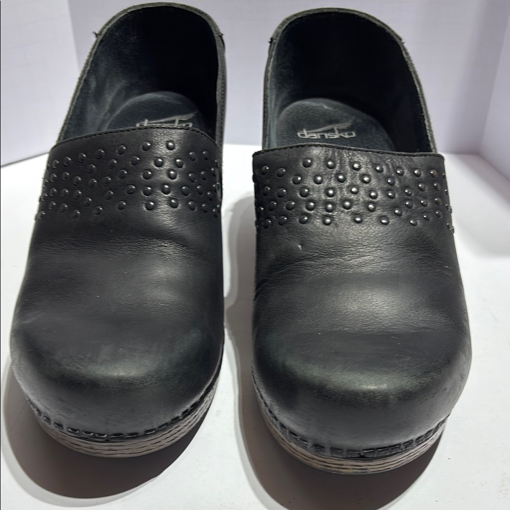 Dansko Black Studded Leather Clogs